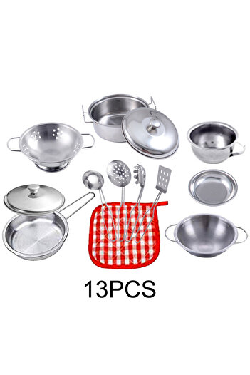 Choice1 13PCS 13/15/20PCS Kids Kitchen Toy DIY Pots and Pans Mini Stainless Steel Cookware Pretend Cooking U