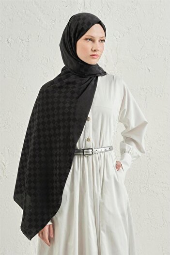 Armine Elegance Silk Cotton Checkerboard Shawl 01