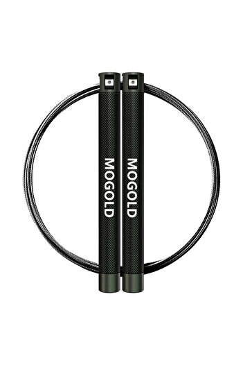 Choice T52-Black MOGOLD Ultra-durable Wire Jump Rope | Non-slip Handles with Comfortable Grip, Professional