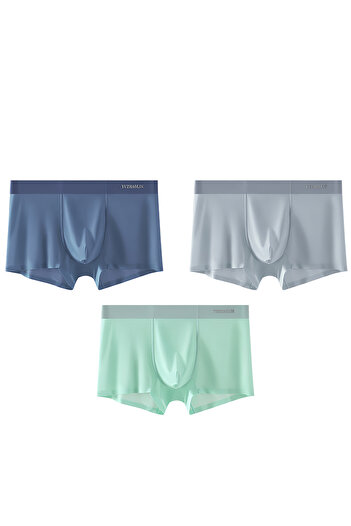 YUZHAOLIN Men's Underwear Ice Silk Double Layer Graphene Ultra Thin Breathable Seamless Boxer Briefs 3Pcs/Pack