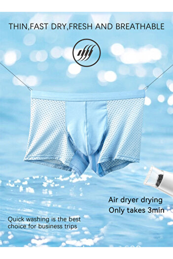 Generic 3 Pack Men's Underwear Ice Silk Bullet Separation Thin Section Soft Quick Dry Boxer Briefs