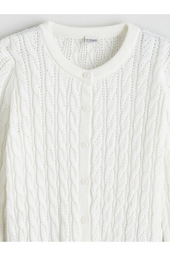 LC Waikiki New Season Crew Neck Girl's Knitwear Cardigan