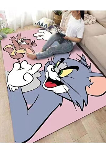 Raffine Tom and Jerry Theme Baby Play Mat – Absorbent Door Mat Rug, Easy to Clean, 100x200cm