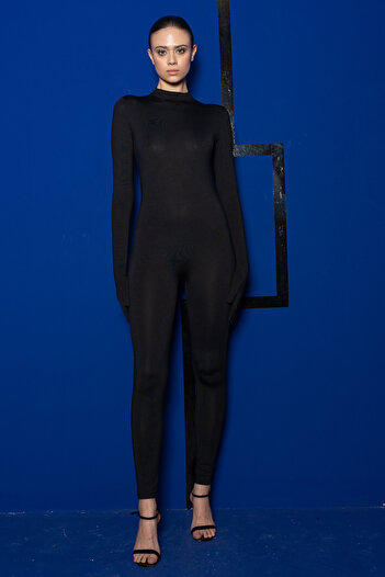Kikiriki Black Gloved Slim Fit Jumpsuit