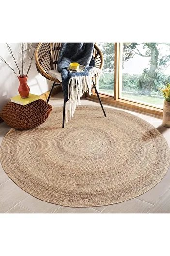 genric FFD Round Jute Rug Carpet For Living room Handmade Reversible Carpet Hand Braided Area Rug 100x100cm