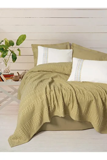 Cotton Box Aura Double Pique Set Pebble Fitted Sheet