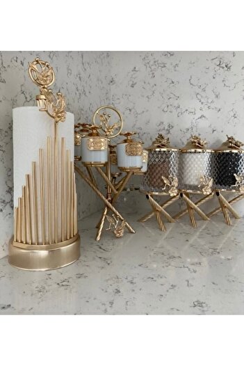 AZADE BAKIR Gold Rice Japongul Mini Crystal 3-Piece Jar, Zigzag 6-Piece Porcelain 6-Piece Spice Bowl and Verulo 3-Piece Set