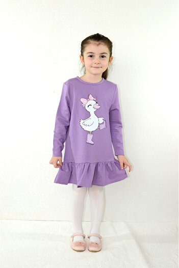 Sevimli Girls' Dress Duck Printed Long Sleeve