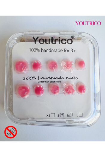 Youtrico Kids Press-on Nails - 100% Handmade Non-Toxic Safe for Ages 3+ Cute Green Kids' Fake Nails