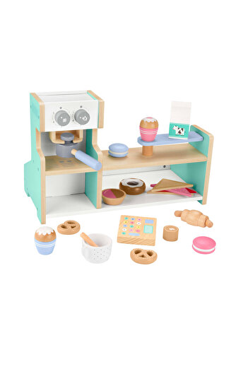 FISHER PRICE Fisher-Price Ahşap Kafe Seti Okul öncesi çağdaki çocuklar için 20 ahşap parçadan oluşan HXV22