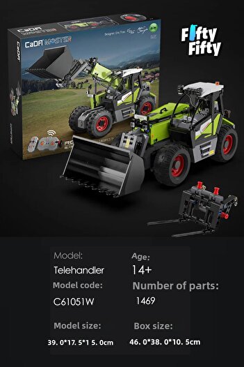Vagonlife Cada Telehandler -C61051W (1469 قطعة) مجموعة بناء ألعاب التحكم عن بعد