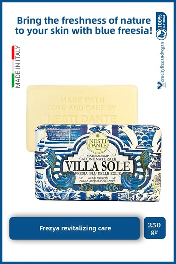 Nesti Dante Villa Sole Fresia Blu - 250g Blue Freesia Flower Pattern Revitalizing Soap