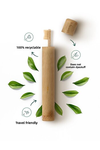 TBRUSH T-brush Bamboo Toothbrush Storage Container