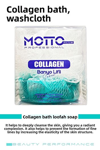Motto Plus Professional 130gr Collagen Essence Bath Fiber Soap - Ageing and Moisturizing