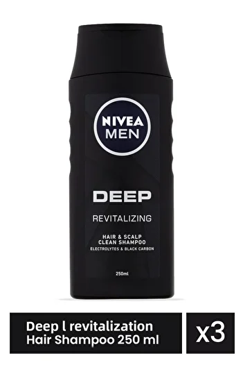 NIVEA Men Deep Revitalizing Hair Shampoo 3 Pieces x 250 ml