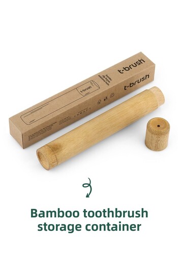 TBRUSH T-brush Bamboo Toothbrush Storage Container
