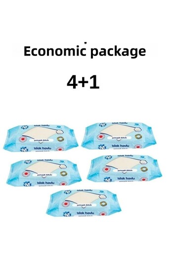 Migros Economic Pack of 5 - Wet Towels, Honeycomb Texture Soft Skin, Alcohol Free and Paraben Free