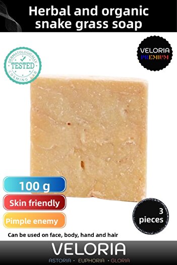 Veloria Premium 100% Natural Organic Facial Hair Body Skin Balancing Beautifully Scented Snake Oil Herb Soap 3 Pieces