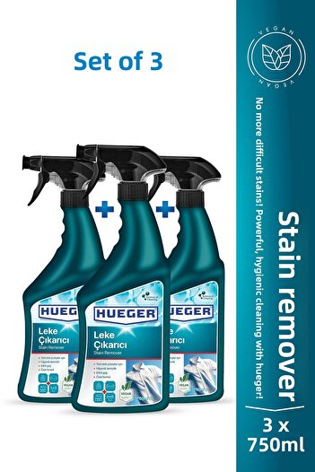 Hueger Vegan Stain Remover – Foam & Spray Head, Fabric and Surface Stain Remover Set of 3, 2250 ml