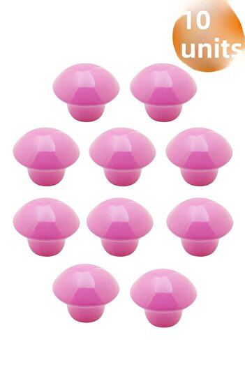 Badem10 Mushroom Button Metal (Pink) Round Children's Room Furniture Kitchen Drawer Cabinet 10 Pieces Handles