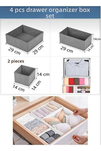 Bayev Coco 4-Piece In-Cabinet and Drawer Organizer Organizer Clothes Socks Underwear Storage Box Set