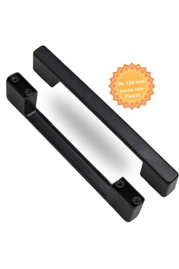 KOÇSAN Mâner de punte din plastic negru de 96-128 mm, mâner de sertar pentru mobilier de bucătărie de lux, cu două orificii