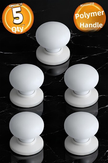 Badem10 Polymer Button White Table Furniture Kitchen Drawer Cabinet Cupboard Cabinet Door 5 Pcs Handle Handles