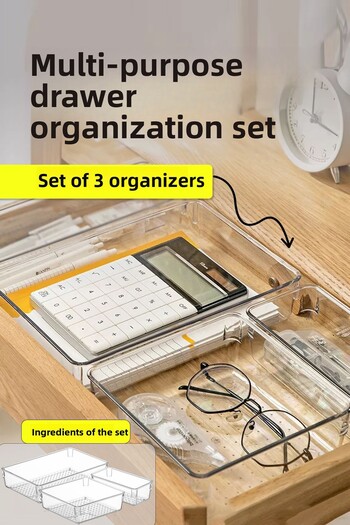 FİTHOME 3 Pieces Drawer Inside Organizer Multipurpose Organizer Makeup Supplies Stationery Bathroom Office