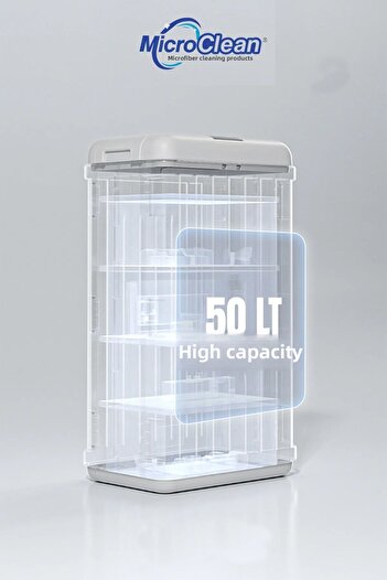 Micro Clean Missclean 50 Liter Trash Can with Motion Sensor Multi-Purpose Portable Foldable Bathroom and Kitchen