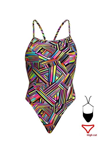 FUNKİTA Γυναικείο μαγιό προπόνησης Funkita SST Strip Straps, με φαρδύ λεπτό λουράκι στην πλάτη