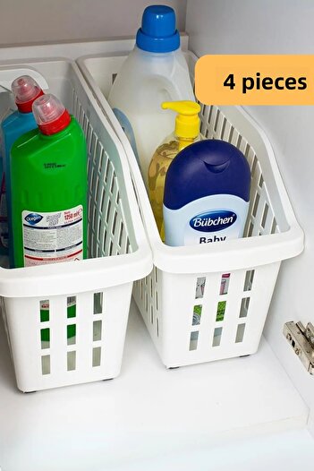 EVLE White Set of 4 - 13L Wheeled Basket
