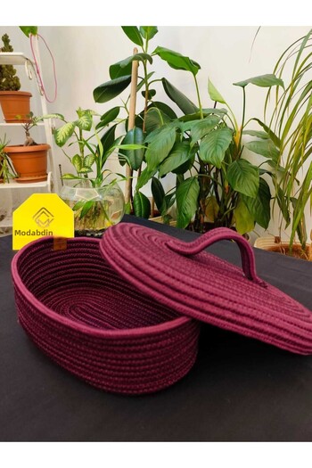 ModaCardin 30X20X18 Jute Wicker Oval Organizer with Lid