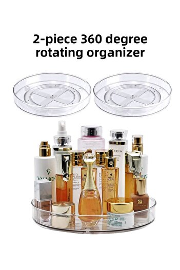 EVSTYLE 2-Piece 360 Degree Rotary Organizer - Transparent