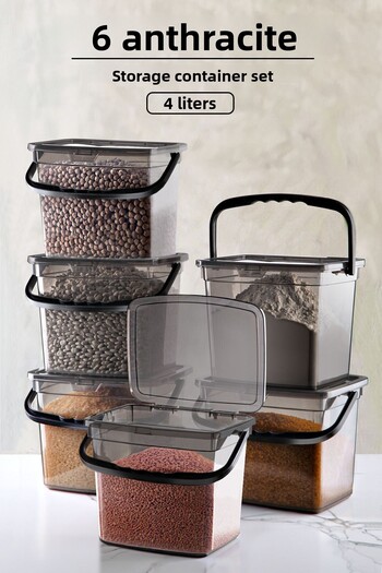 Kitchen Life حاوية بلسم الدقيق بحجم كبير 4 لتر مكونة من 6 قطع - مع مقبض ومجموعة تخزين المنظفات 6 قطع