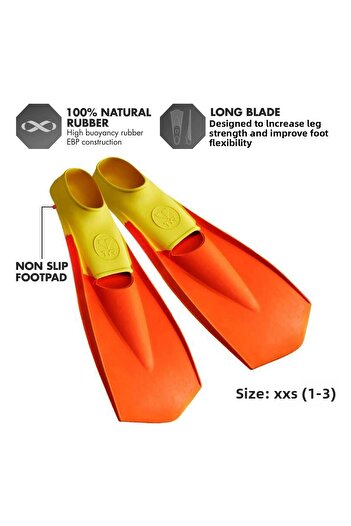 TYR Flexfins | Xx-small | Yellow/orange | Swim Fins | Swimming Training Equipment