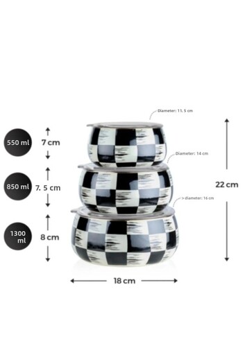 ACAR 236 Qualita King Enamel 3-Piece Round Storage Container