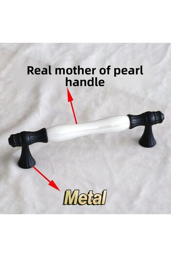 Badem10 Mâner de dulap din nacre autentică (PREMIUM) negru, 160 mm, pentru mobilier de bucătărie, sertar, ușă dulapului