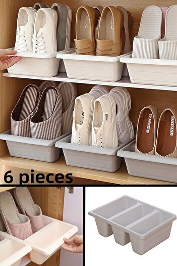 Bayev 6 τεμ. Roman 3 Divided Shoe Slippers Organizer - Κάθετο κουτί ράμπας παπουτσιών