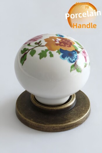Badem10 Real Porcelain (Premium) Floral Button Furniture Kitchen Drawer Cabinet Wardrobe Door Handle Handle