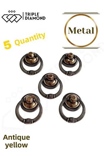 Triple Diamond Mâner cu un singur inel galben antic, buton, sertar, mânere pendulare, mobilier de bucătărie, diametru (5 buc)