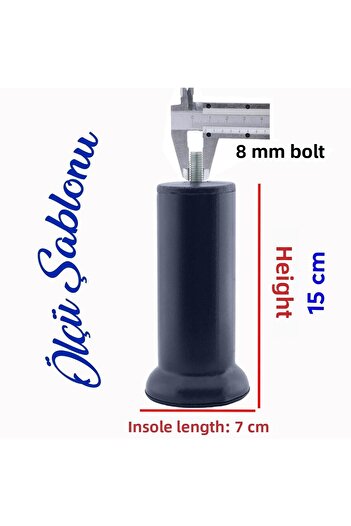 Badem10 Baza de mobilier Metal Gri Antracit 15 Cm M8 Dinți Fini Canapea Fotoliu Canapea Convertibilă Upgrade Picior Picioare