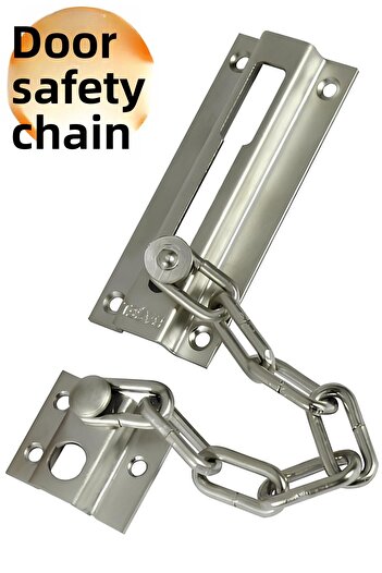 Badem10 Sliding Door Lock (Satin) Iron Window Safety Chain Steel Door Safety Chain Lock