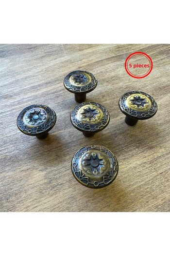 Karan Porselen Button Tumbled Metal Cabinet, Drawer, Kitchen Handle (5 Pcs)