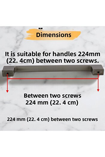 Badem10 Meram (224 mm - 22.4 cm) Inox Metal Furniture Kitchen Drawer Cabinet Cabinet Door Handle Handle Handles