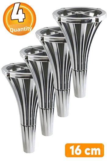 Badem10 (4 Pcs) Istanbul 16 cm Chrome Furniture Sofa Armchair Tv Unit Console Leg Foot Feet