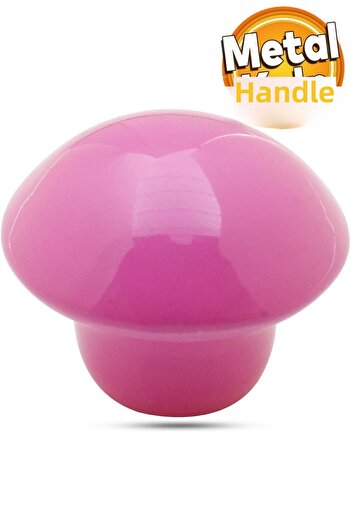 Badem10 Mushroom Button Metal (Pink) Round Kids Room Furniture Kitchen Drawer Cabinet Handle Handle Grips