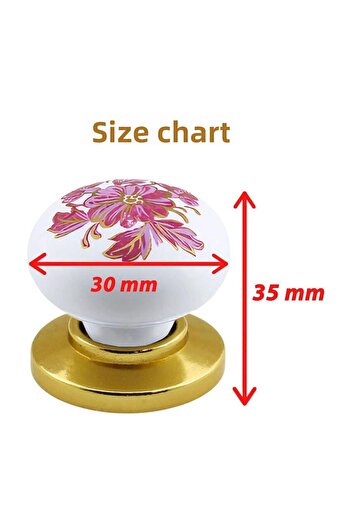 GLASWEN Mobilier cu mâner din polimer cu model floral roz și alb cu tablă aurie - dulap de bucătărie și sertar
