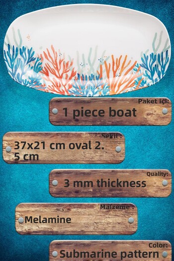 BOSSİO Kayak 37cm Aquarium Plate:Fisherman Restaurant Outdoor Service:Medium Salad,Fruit Presentation