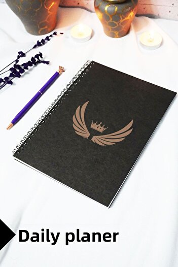 markcat A5 Wing Themed Black Kraft Cover Notebook - Daily Planner - 45 Sheets (90 Pages) 15X21 cm