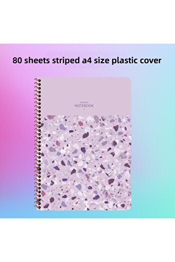 SEYFİKİRTASİYE STRIPED A4 80 SHEETS PLASTIC COVER WIRE NOTEBOOK LIBRA SNIP COLOR